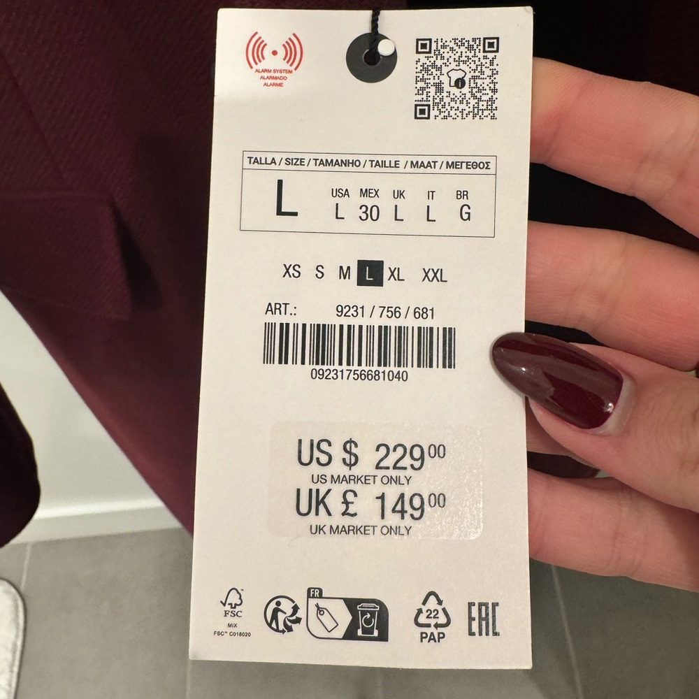 Zara Burgundy Double-Breasted Trench Coat - Picture 13 of 13